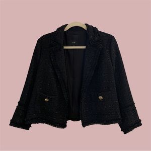 Black Boucle River Island Blazer US Size 12
